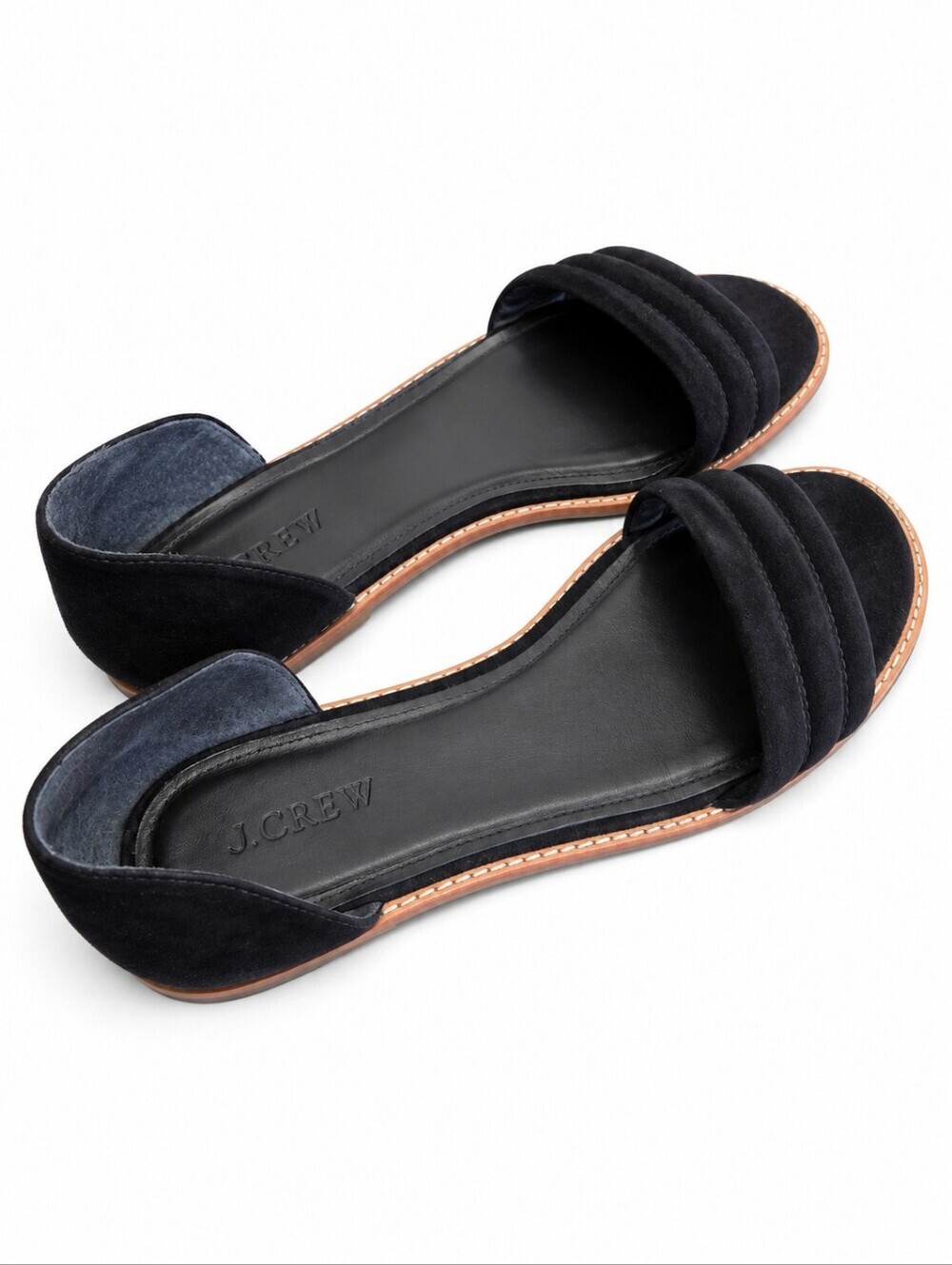 J. Crew Navy Suede D'Orsay Flat Sandals